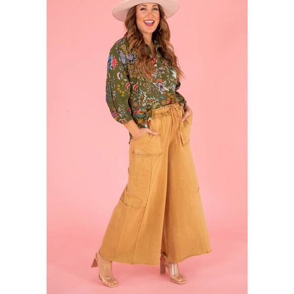 Ivy Jane Perfect Bliss Blouse Pearl Snap Top Women's Large Floral Green Western - Picture 3 of 14